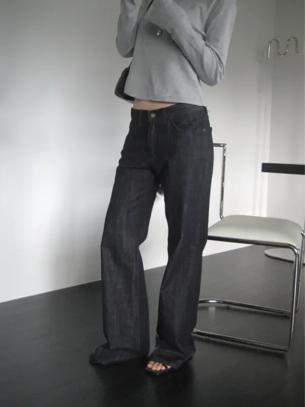 深靛悠然・高腰長版牛仔褲